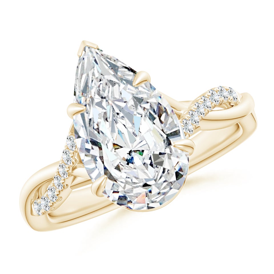 Lab-Grown Pear-Shaped Diamond Twisted Shank Engagement Ring