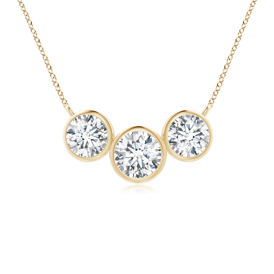 Lab-Grown Three Stone Bezel-Set Round Diamond Pendant