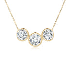 Lab-Grown Three Stone Bezel-Set Round Diamond Pendant