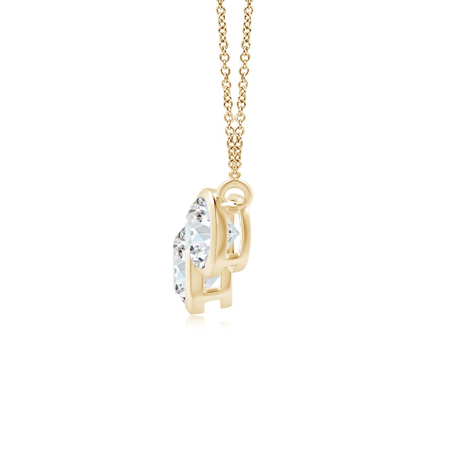 Lab-Grown Three Stone Bezel-Set Round Diamond Pendant