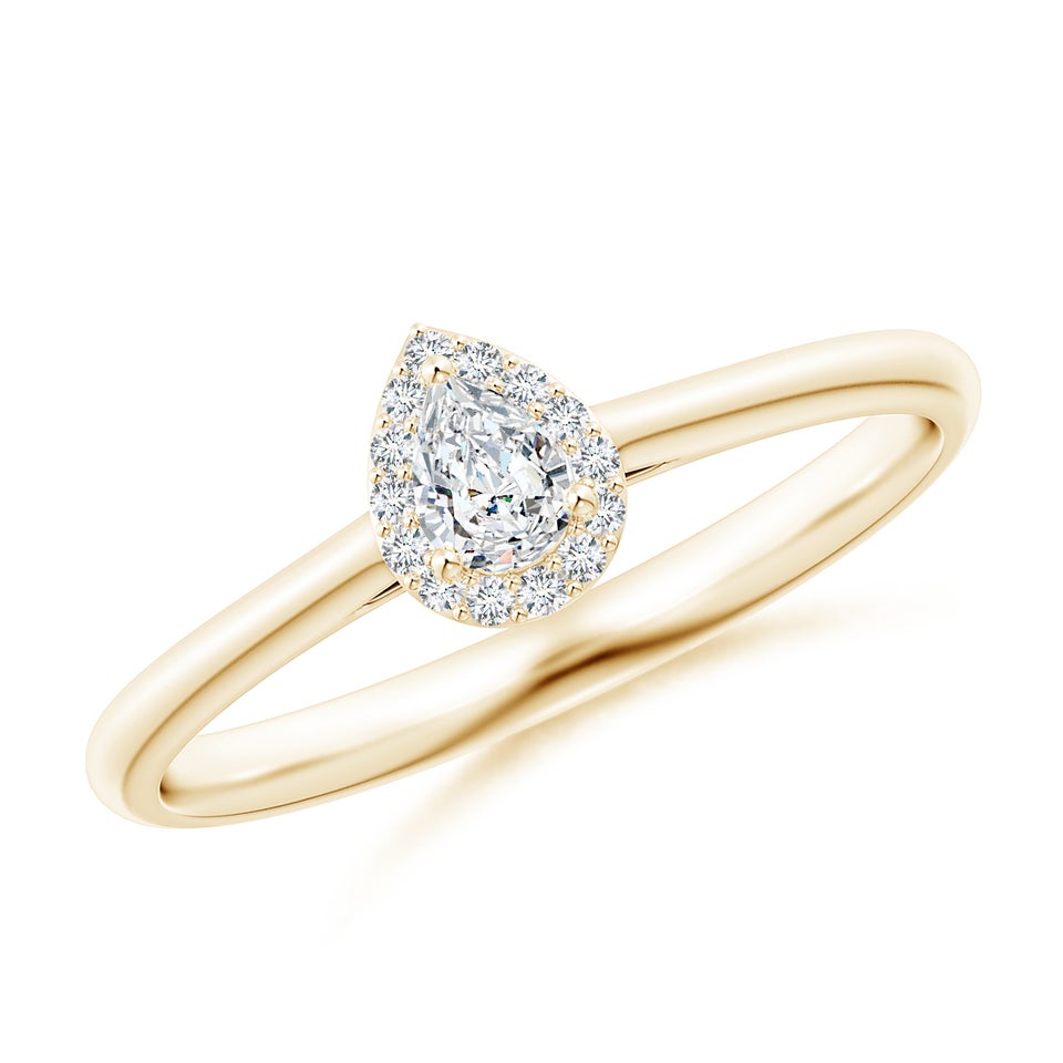 Prong-Set Pear Lab-Grown Diamond Ring with Halo