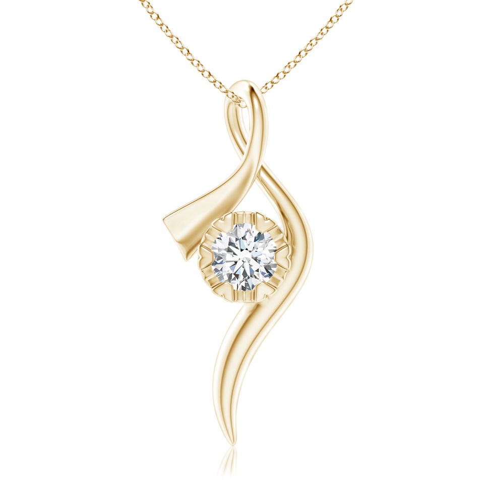 Lab-Grown Solitaire Diamond Ribbon Pendant