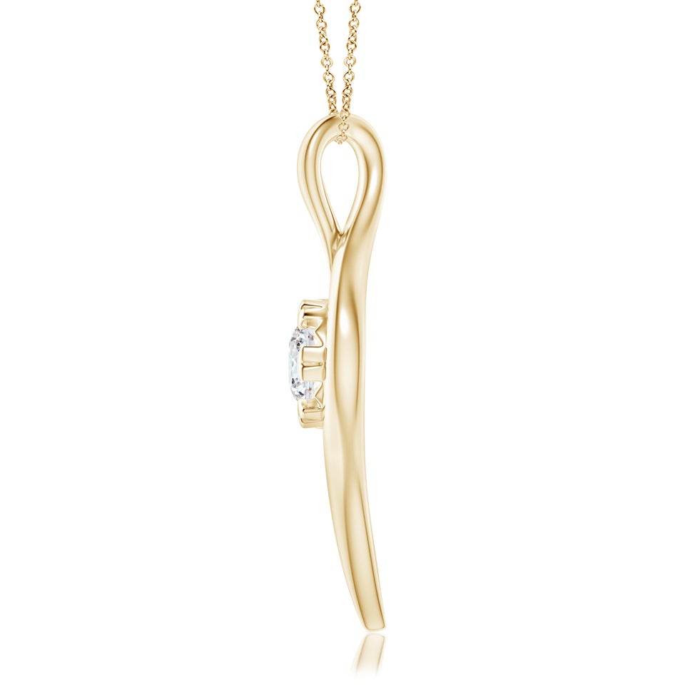 Lab-Grown Solitaire Diamond Ribbon Pendant