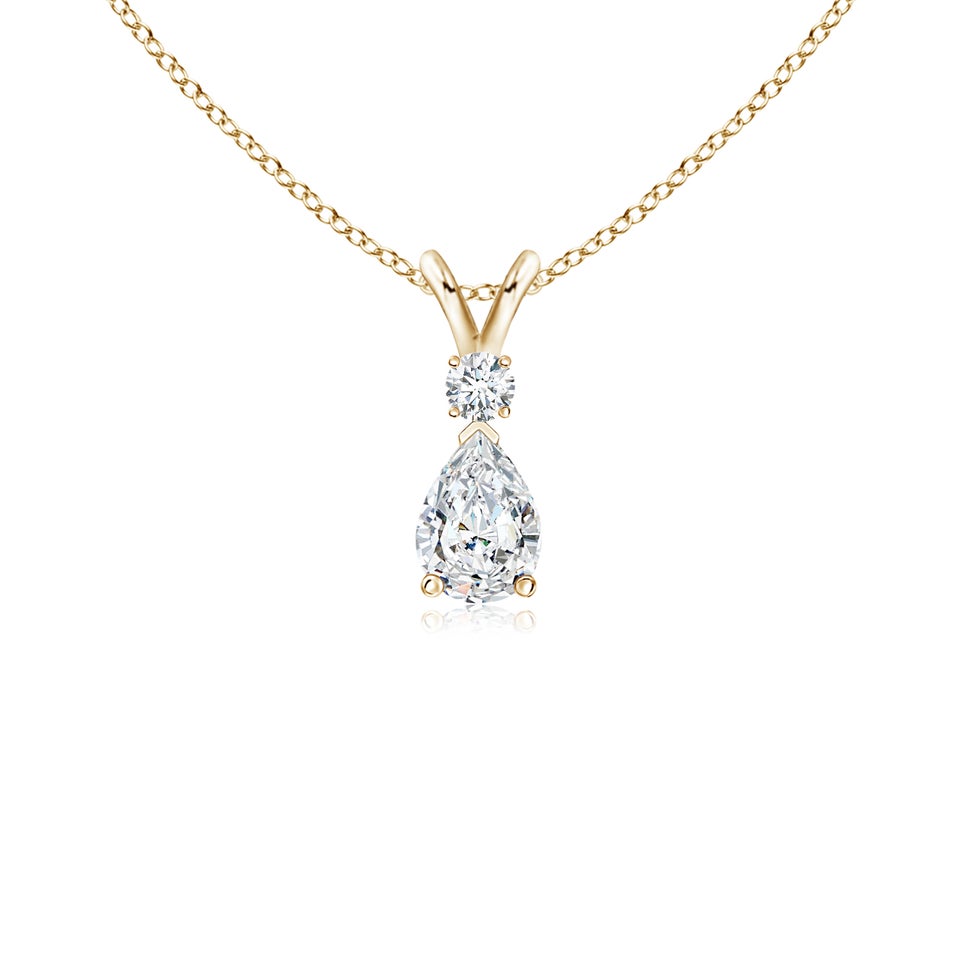Prong-Set Lab-Grown Diamond Teardrop V-Bale Pendant