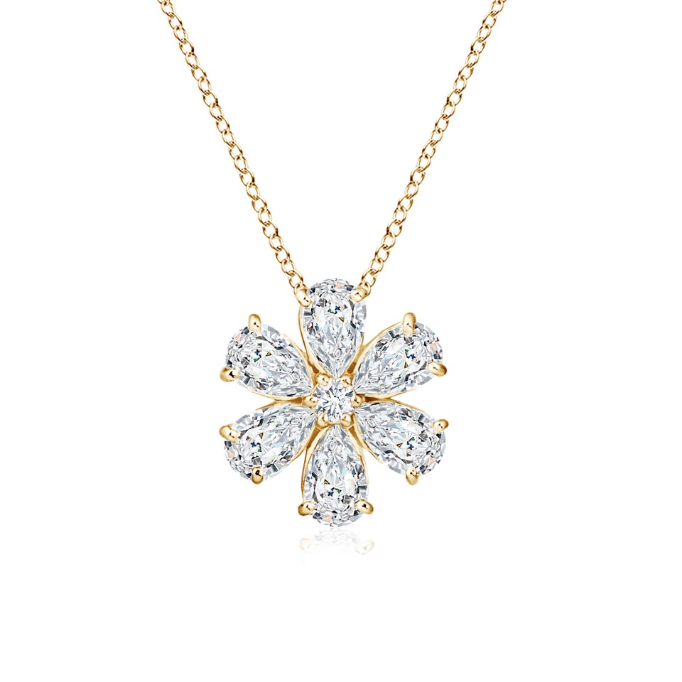 Pear Lab-Grown Diamond Flower Cluster Pendant