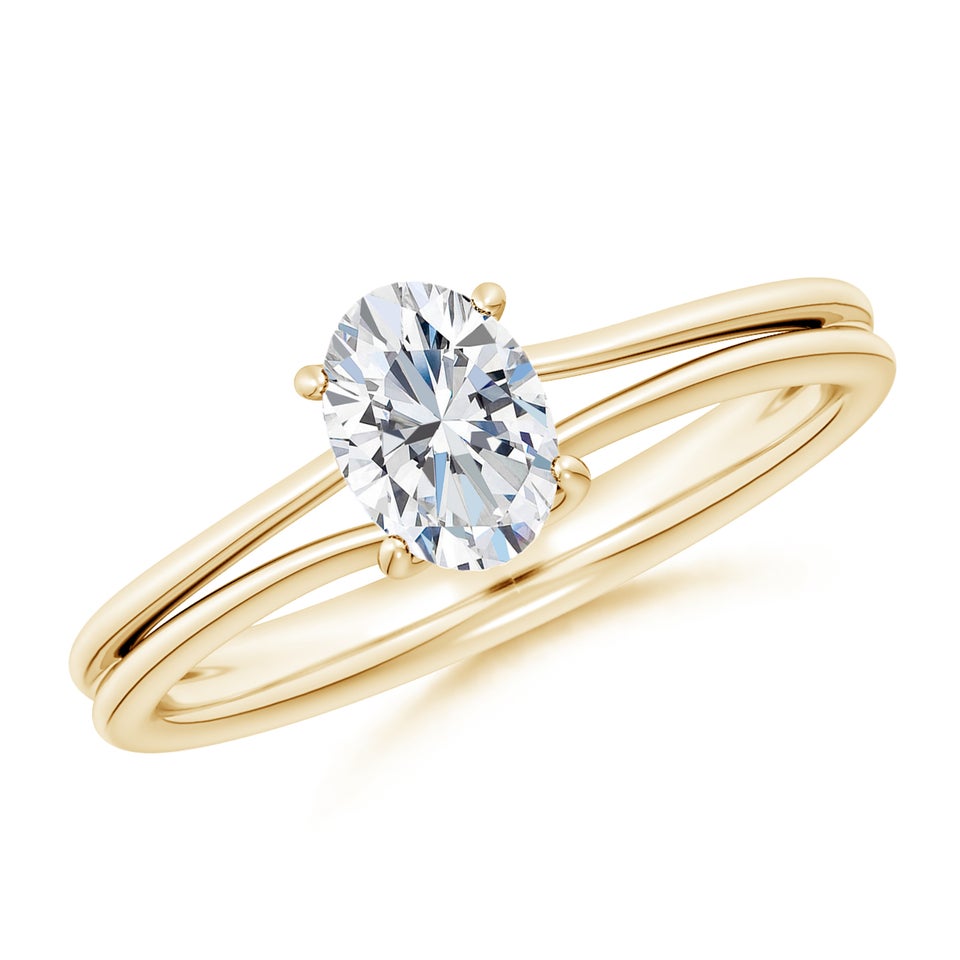 Lab-Grown Oval Diamond Double Shank Solitaire Engagement Ring