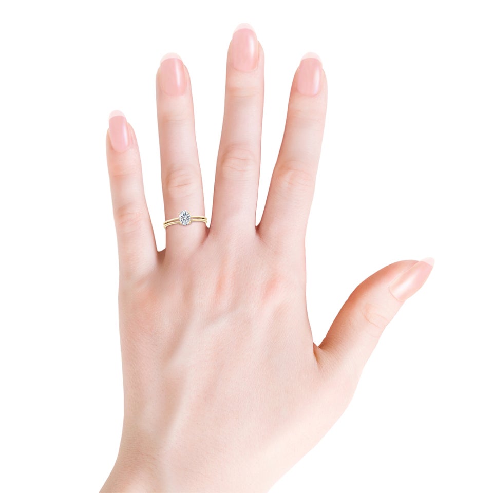 Lab-Grown Oval Diamond Double Shank Solitaire Engagement Ring