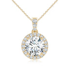 Lab-Grown Round Diamond Dangle Pendant with Halo