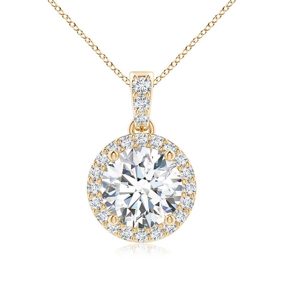 Lab-Grown Round Diamond Dangle Pendant with Halo