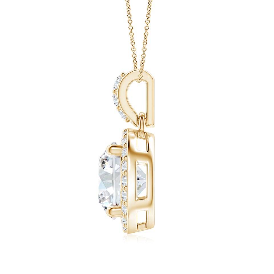Lab-Grown Round Diamond Dangle Pendant with Halo