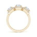 Lab-Grown Emerald-Cut Diamond Halo Three Stone Ring