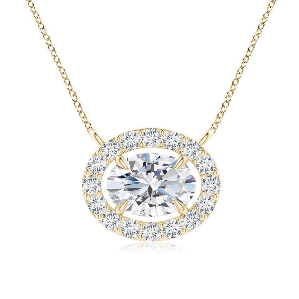 Lab-Grown Floating Oval Diamond Halo Pendant