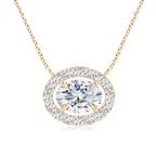 Lab-Grown Floating Oval Diamond Halo Pendant
