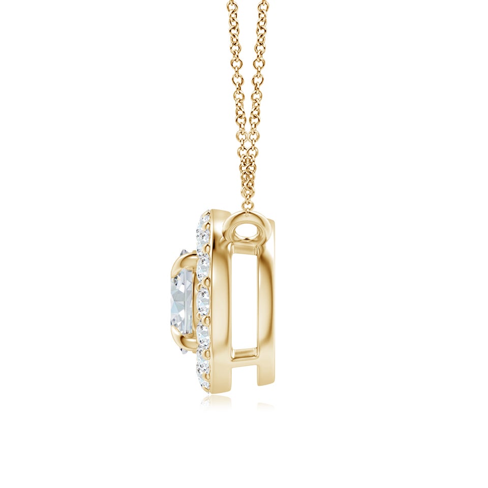 Lab-Grown Floating Oval Diamond Halo Pendant