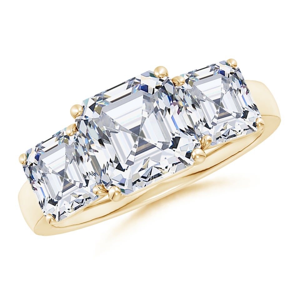 Lab-Grown Asscher-Cut Diamond Three Stone Classic Engagement Ring