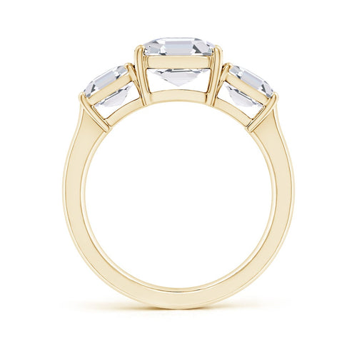 Lab-Grown Asscher-Cut Diamond Three Stone Classic Engagement Ring