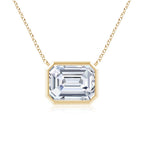 Lab-Grown East-West Bezel-Set Emerald-Cut Diamond Pendant