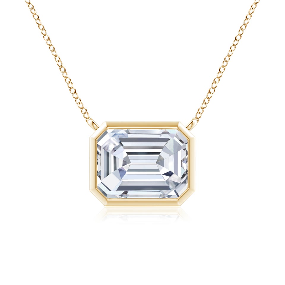 Lab-Grown East-West Bezel-Set Emerald-Cut Diamond Pendant