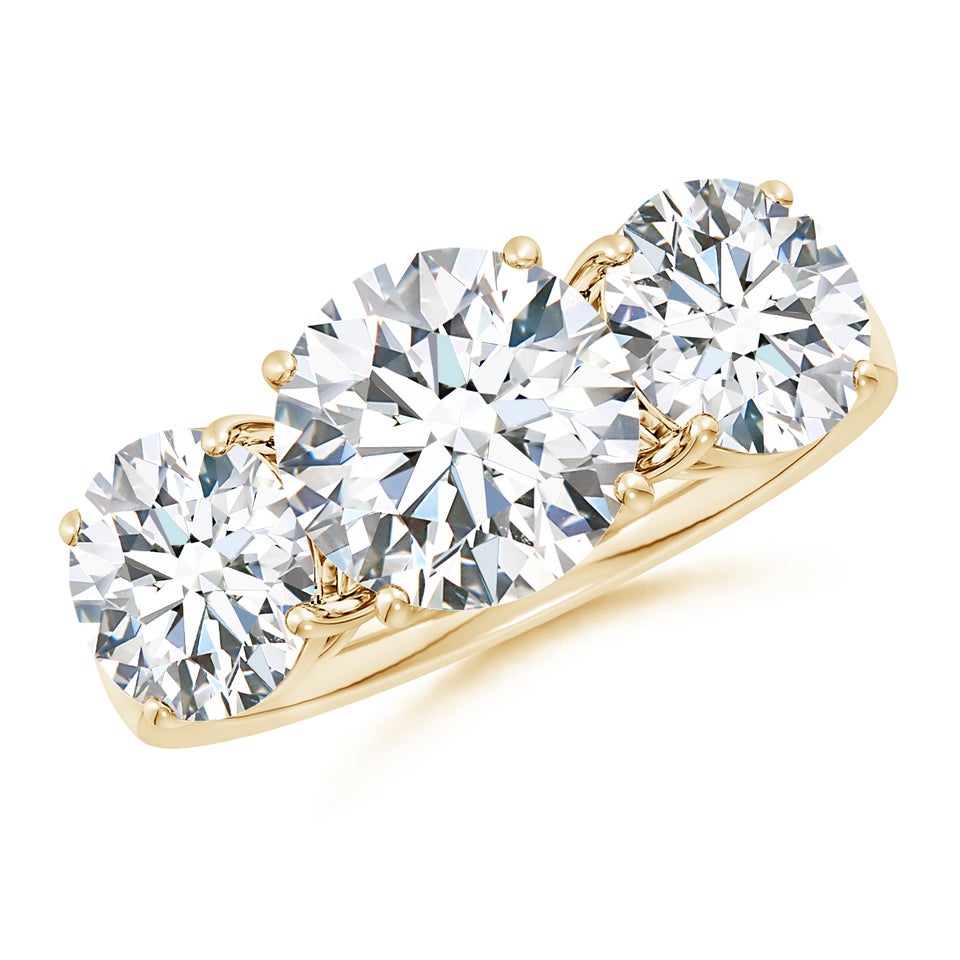 Lab-Grown Round Diamond Three Stone Classic Engagement Ring