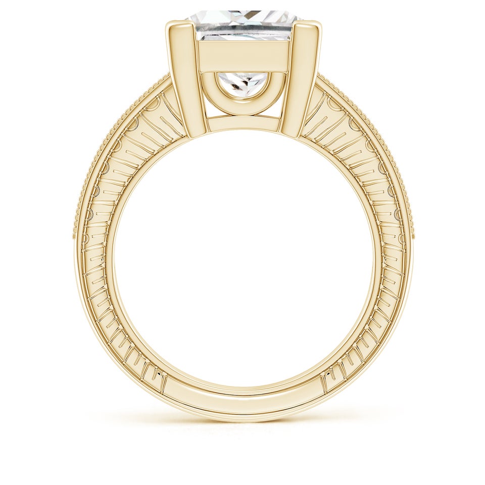 Lab-Grown Princess Cut Diamond Solitaire Ring With Milgrain Detailing