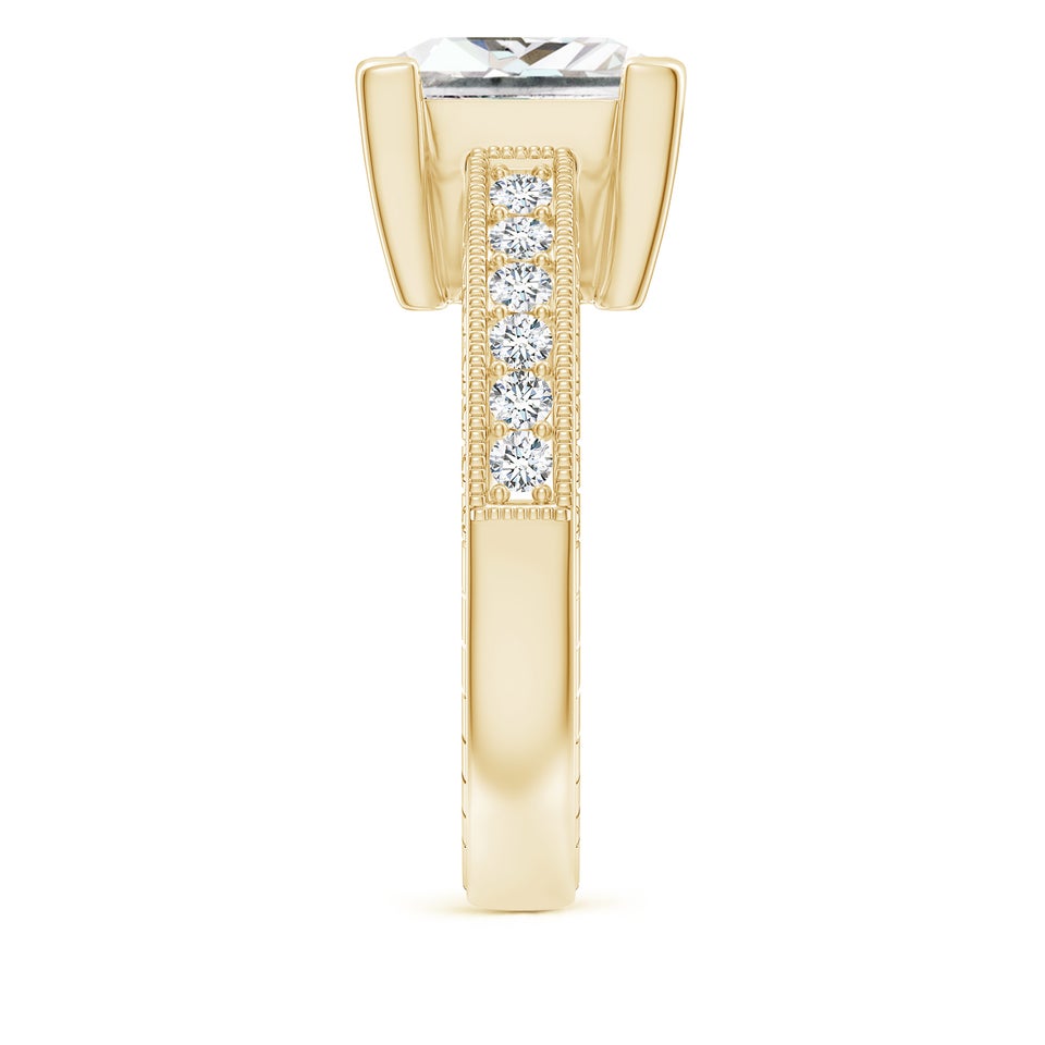 Lab-Grown Princess Cut Diamond Solitaire Ring With Milgrain Detailing