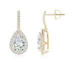 Lab-Grown Pear-Shaped Diamond Halo Dangle Earrings