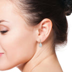 Lab-Grown Pear-Shaped Diamond Halo Dangle Earrings