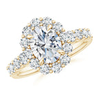 Lab-Grown Oval Diamond Floral Halo Engagement Ring