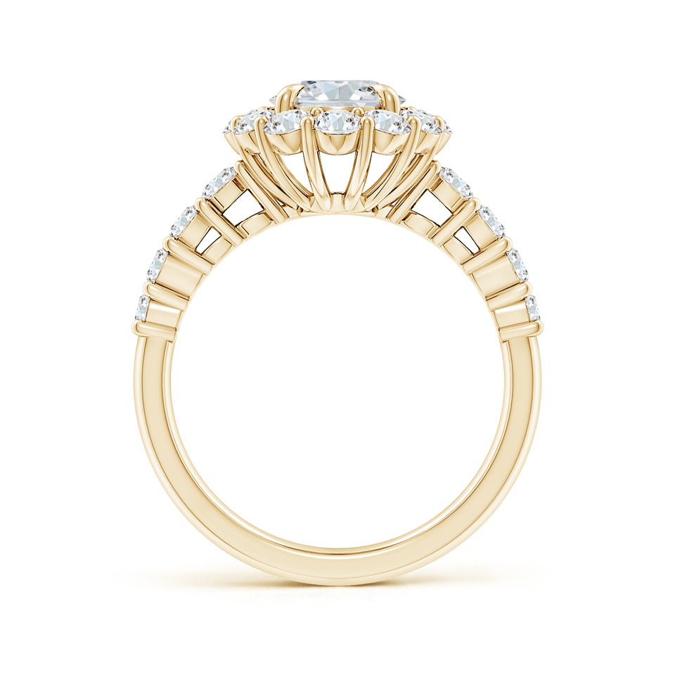 Lab-Grown Oval Diamond Floral Halo Engagement Ring