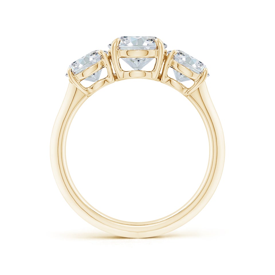 Lab-Grown Oval Diamond Three Stone Knife-Edge Shank Engagement Ring