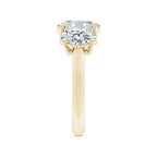 Lab-Grown Oval Diamond Three Stone Knife-Edge Shank Engagement Ring