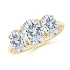 Lab-Grown Oval Diamond Three Stone Knife-Edge Shank Engagement Ring