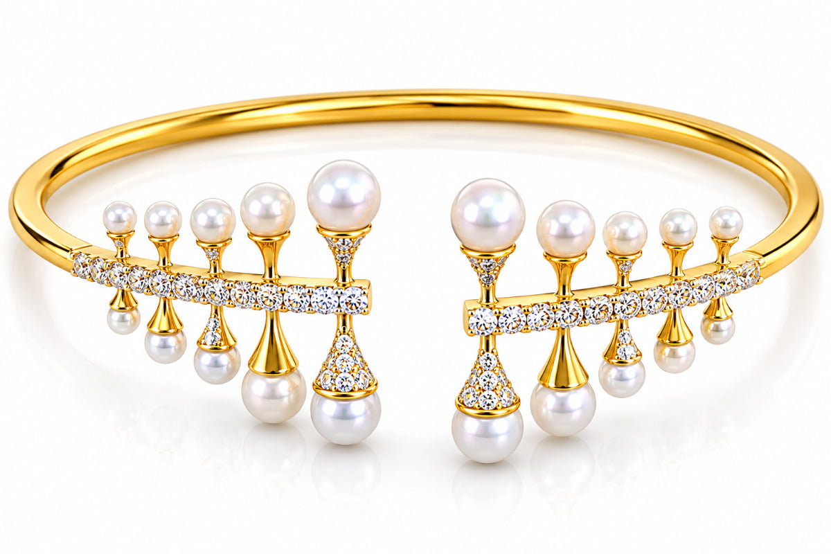 Pearl Cascade Diamond Bangle