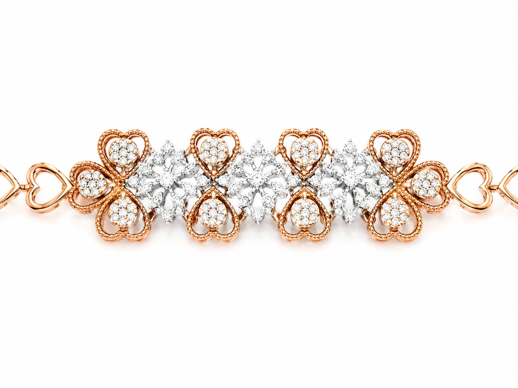 Rose Gold Heart Blossom Diamond Bracelet
