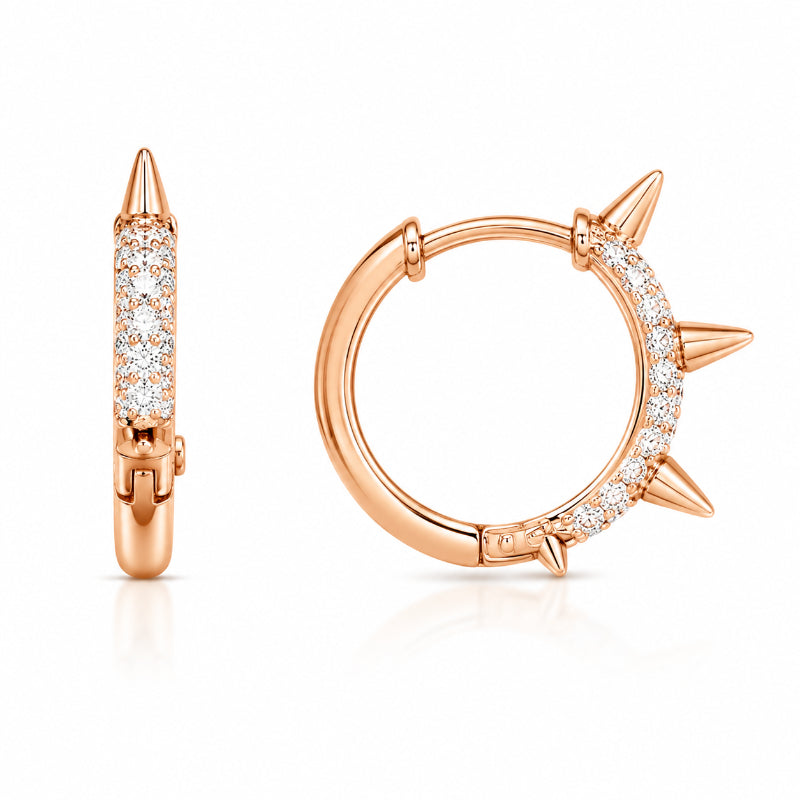 Diamond Spike Rose Gold Hoop EarringsDiamond Spike Rose Gold Hoop Earrings
