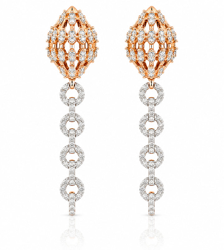 Rose Gold Diamond Cascade Drop Earrings