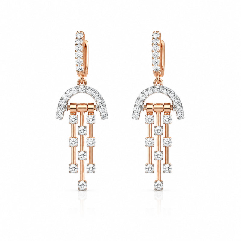 Rose Gold Diamond Cascade Earrings