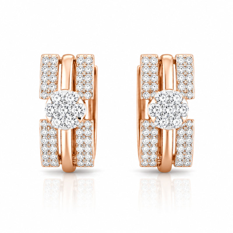 Rose Gold Diamond Blossom Hoop Earrings