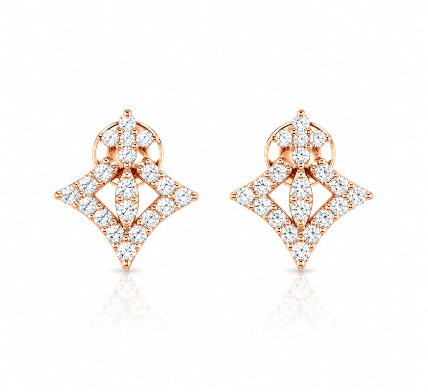 Rose Gold Diamond Geometric Blossom Earrings