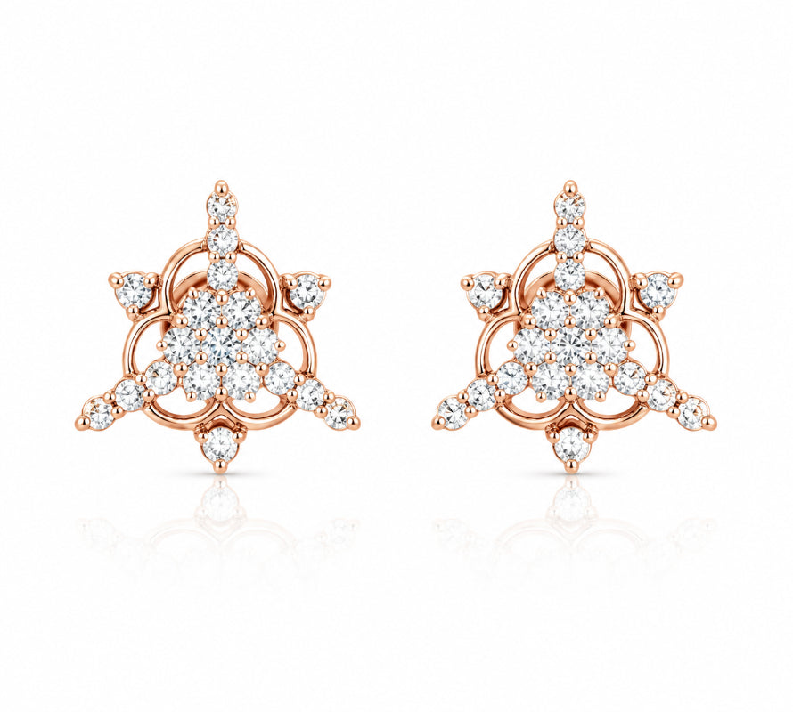 Rose Gold Diamond Fleur Stud Earrings
