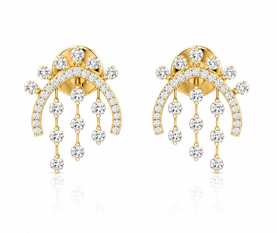 Golden Diamond Cascade Earrings