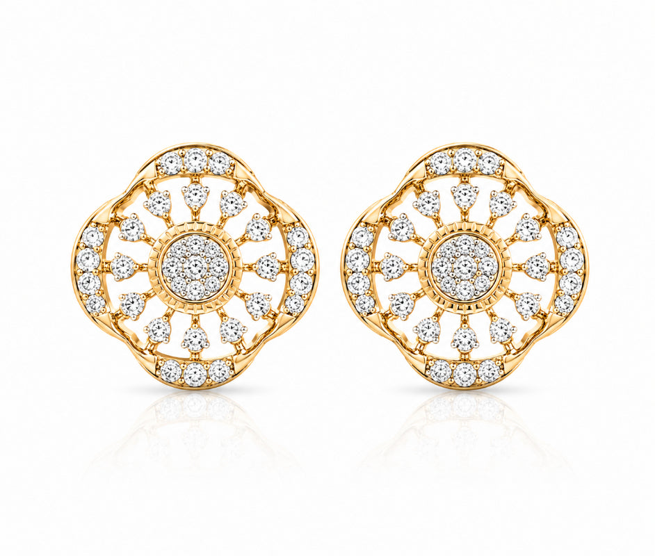 Golden Diamond Radiance Stud Earrings