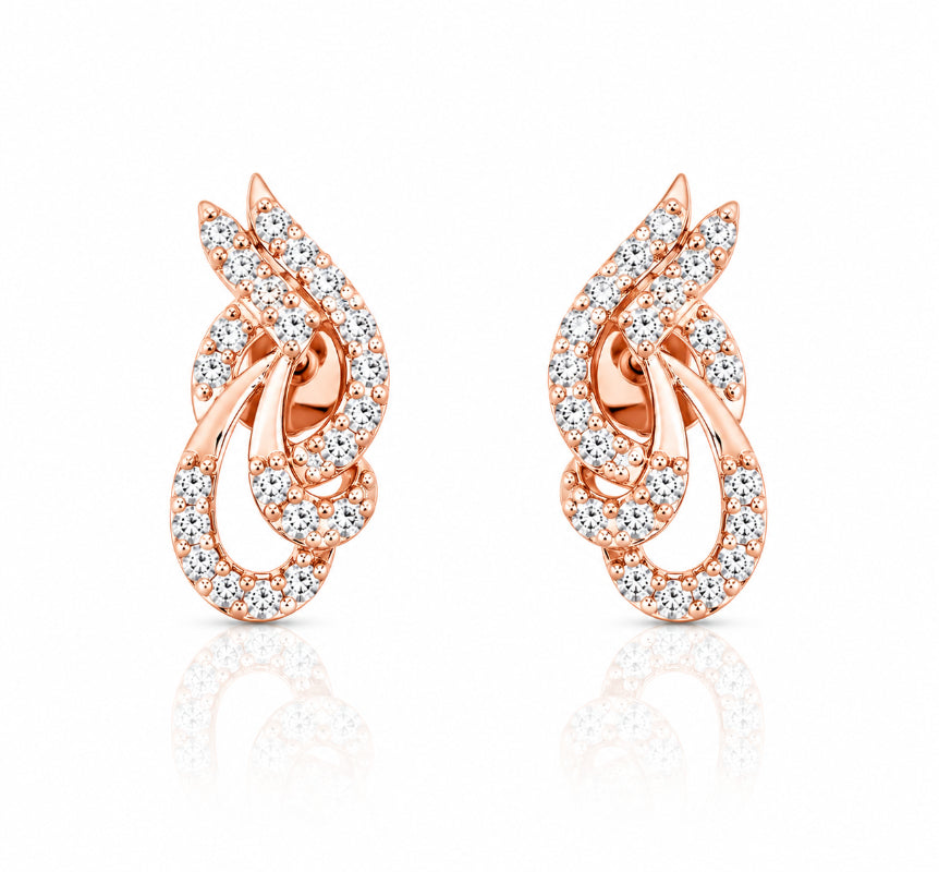 Rose Gold Diamond Flame Earrings