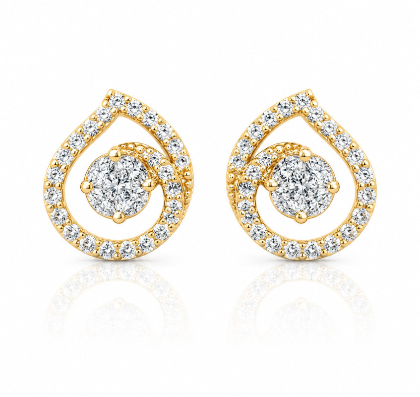 Golden Diamond Teardrop Earrings