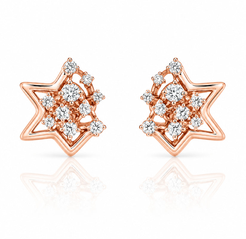 Rose Gold Diamond Starburst Earrings