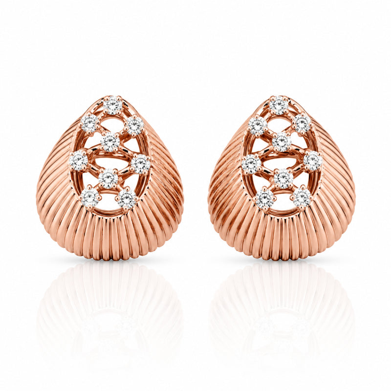 Rose Gold Diamond Teardrop Stud Earrings