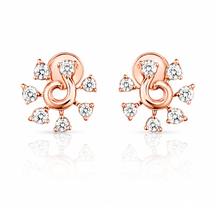 Rose Gold Diamond Swirl Stud Earrings