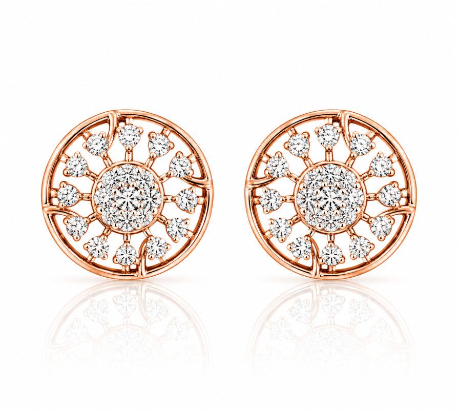 Rose Gold Radiant Diamond Stud Earrings