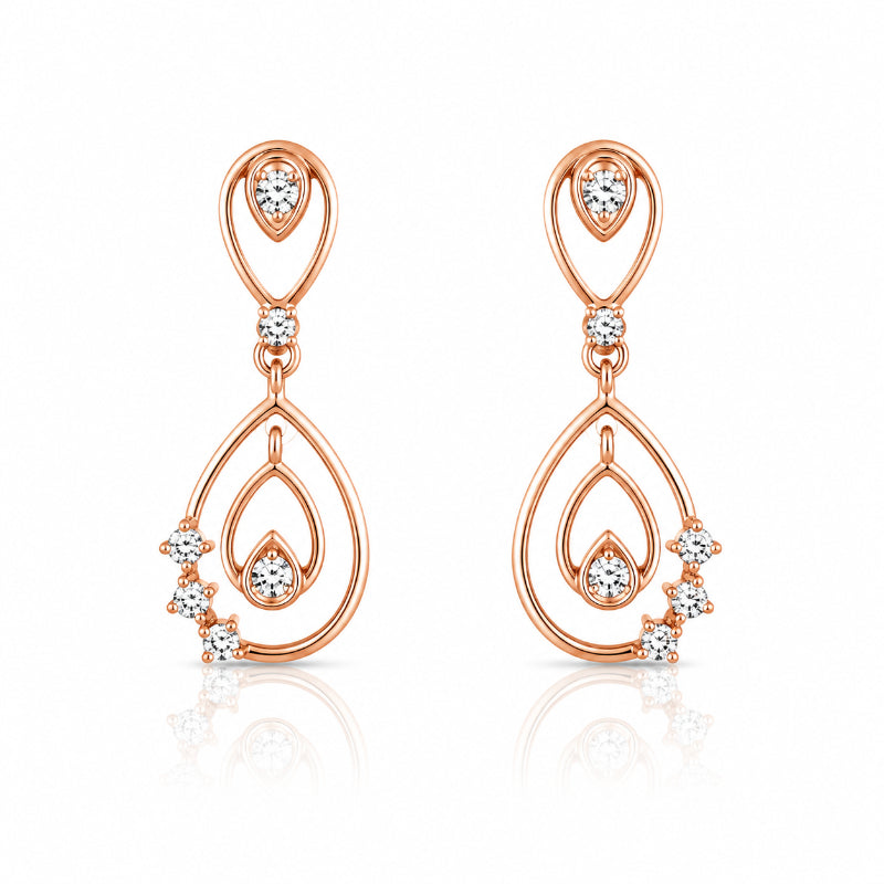 Rose Gold Diamond Teardrop Earrings