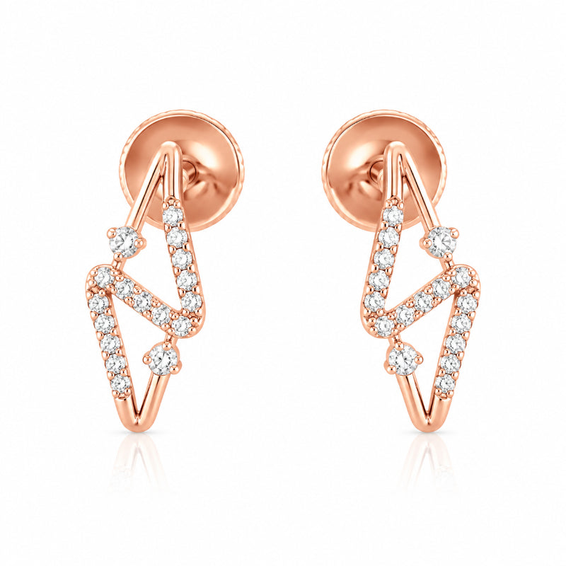 Rose Gold Diamond Wave Stud Earrings